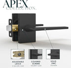 Mega Handles Apex Passage Door Handle - 1 Pack Reversible Black Door Handle, Heavy Duty No Lock Door Handles Interior for Closet & Hallway, Fits All Standard Door Sizes - Matte Black