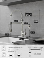 Kitchen Sink Faucet with LED,AIMADI Single Handle Stainless Steel Brushed Nickel Kitchen Faucet with Deck Plate, Grifos De Cocina