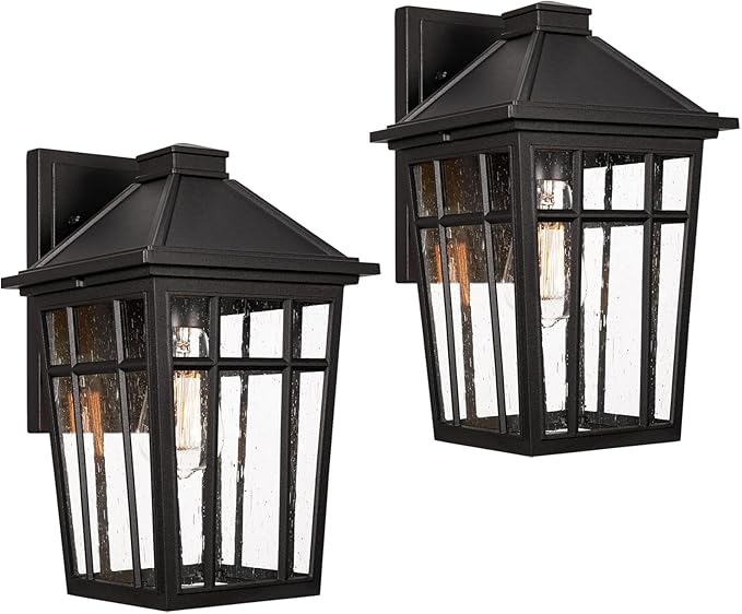 Darkaway 2pcs Outdoor Sconce Lights Wall Light Fixtures, 14inch Large Porch Light Outdoor Wall Anti-Rust Black Aluminum with Glass for Patio Yard Doorway Garage