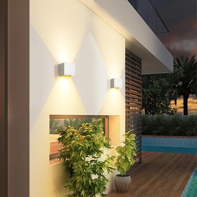 LED 20W Outdoor Wall Lights Exterior/Interior Porch Lights Outdoor Wall Up and Down Lights IP65 Waterproof Sconces Modern Outdoor Lighting Fixtures Square Aluminum White 3000K Warm Lights