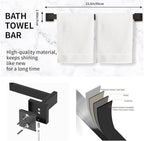 15-Pieces Matte Black Bathroom Accessories Set, 23.6 Inch Bath Towel Bar Set, SUS 304 Stainless Steel Bathroom Hardware Set, Towel Racks for Bathroom Wall Mounted.