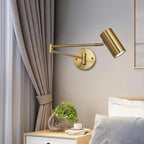 Indoor Wall Light Adjustable Swing Arm 5W LED Metal Wall Lamp 3000K Warm White Retro Vintage Industrial Wall Sconce, for Living Room Bedroom Hallway Corridor Stairs Hall, Gold