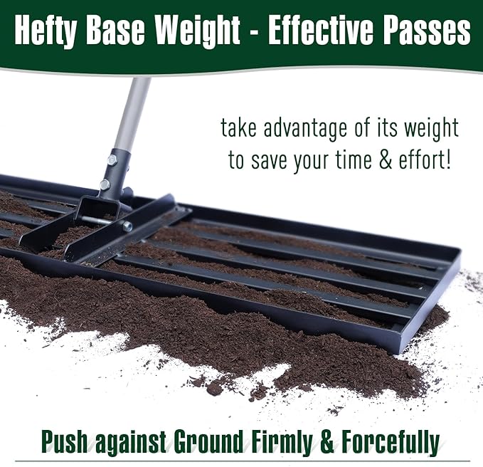 Jardineer Lawn Leveling Rake 36 Inches with 72 Inches Long Handle, Yard Leveling Rakes for Grass Soil, Lawn Leveler Rake Heavy Duty, Ground Dirt Leveler for Yard