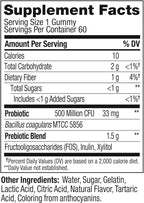 OLLY Probiotic + Prebiotic Gummy, Digestive Support and Gut Health, 500 Million CFUs, Fiber, Adult Chewable Supplement for Men and Women, Peach, 60 Day Supply - 60 Count