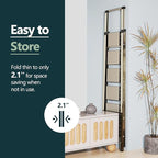 WOA WOA 6 Step Ladder, Lightweight Folding Ladder with Non-Slip Wide Pedals, Ladder with Safe Grip Handle, Easy to Open and Close, Suitable for Home and Outdoor - Brown Gold