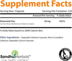 Sandhu Herbals Zinc 50mg Supplement for Men & Women| High Absorption Zinc Monomethionine Complex 120 Capsules (Pack of 2)| Zinc Supplements for Immune, Acne & Antioxidant Support