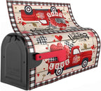 Valentines Day Mailbox Cover Magnetic Standard Size 21 x 18 Inch Love Hearts Red Truck Black White Buffalo Plaid Valentines Decoration Mailbox Cover Romantic Post Box Cover Wraps Garden Yard Decor