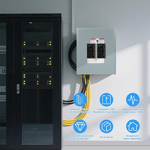THQL Circuit Breaker Panels, 8-Space, 125A Circuit Breaker Distribution Box, 120V/240V Circuit Breaker Electrical Enclosure,Indoor Main Lug Load Center