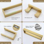 Lairuier Bathroom Hardware Accessories Set, Brushed Gold 4-Piece Bathroom Hardware Set Including Towel Bar,Towel Holder, Toilet Paper Holder, Towel Hook, Stainless Steel Bath Towel Bar Set