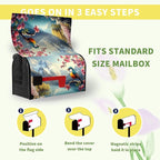 Spring Flowers Bird Mailbox Cover Magnetic Large Size 21x25.5 Inch Spring Mountain Lake Mailbox Covers Floral Rustic Seasonal Mailbox Wraps Oversized Post Letter Box Decor for Garden Yard