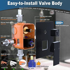 Enga Shower System with Body Jets, 12 Inch Wall Mount Rainfall Shower System and Handheld Body Spray Shower Faucets sets Combo with Rough-in Valve, Matte Black