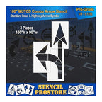 Pavement Stencils - 160 inch - Straight & Turn Combo Arrow KIT for MUTCD, FHWA, Road & HWY DOT - (3 Piece) - 160" x 90" x 1/8" (128 mil) - Pro-Grade