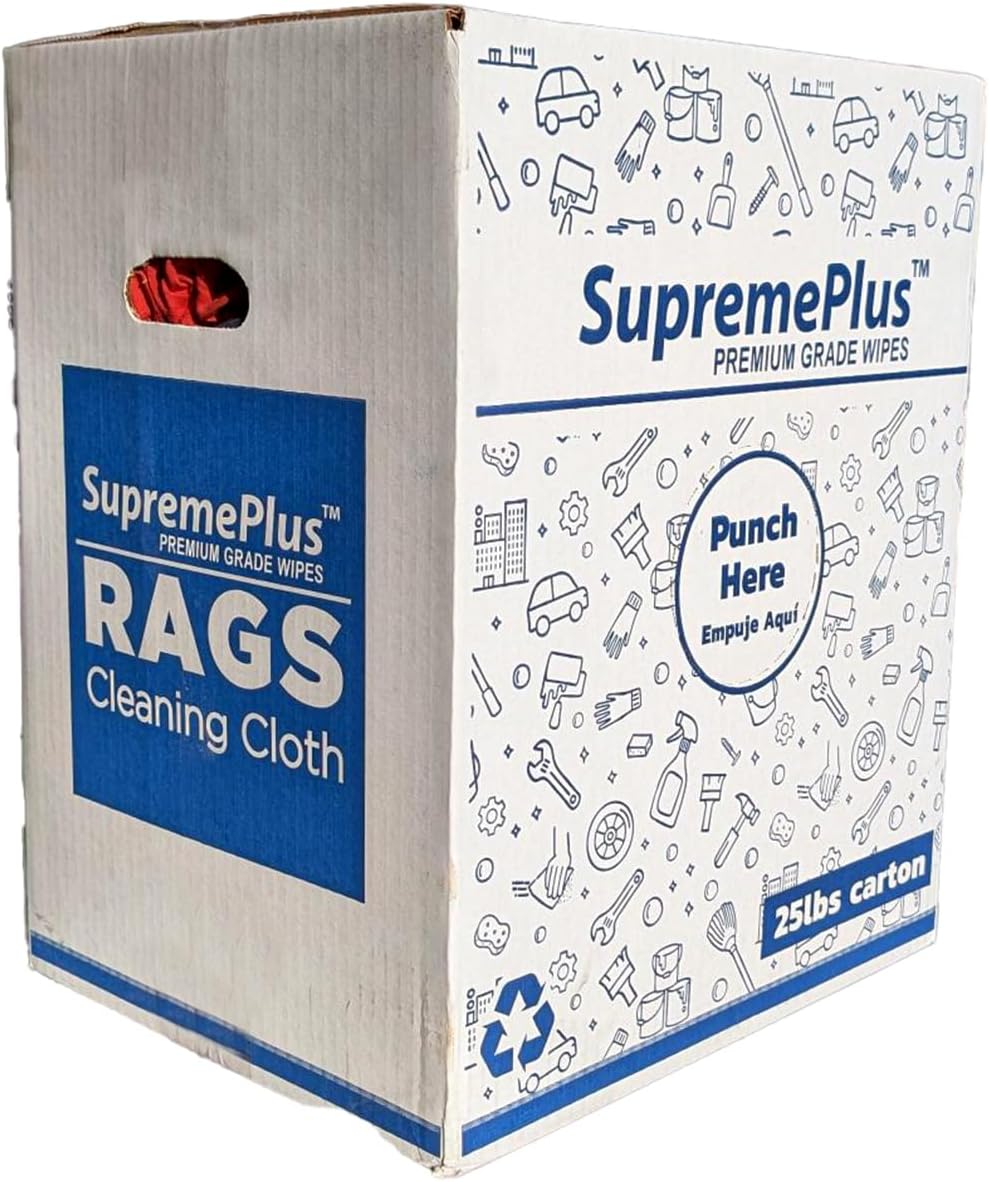 Premium Color Knit Cleaning Rags (25 lbs. Box) – Shop Rags Bulk for Workshops, Mechanics, Painters, and Home Use, Multipurpose Cotton T-Shirt Rags