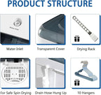 Sportpulse 22lbs Compact Mini Twin Tub Washing Machine with Drying Rack, 13lbs Portable Laundry Washer and 9lbs Spinner, Convenient and Efficient for Dorms, Apartment (Black, 22lbs)