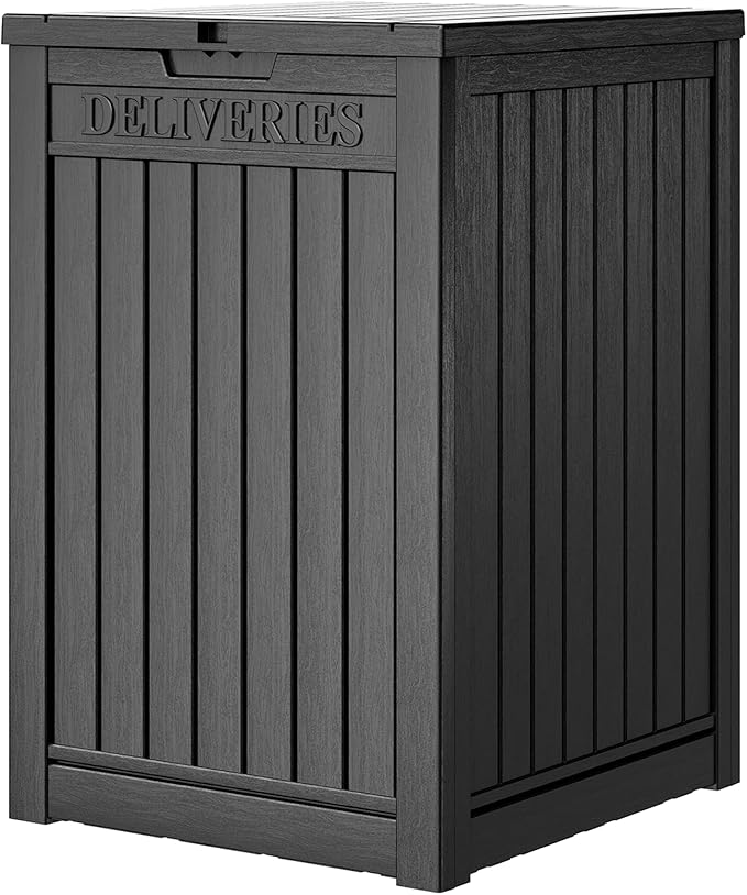 48 Gallon Package Delivery Box for Porch, Outdoor Storage with Lockable Secure, Large Double Wall Resin Outdoor Package Delivery and Waterproof