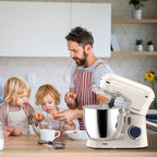 Stand Mixer, 6.5QT 10-Speed Tilt-Head Electric Stand Mixer, 3-In-1 Kitchen Mixer with Bowl, Dough Hook, Whisk and Beater, Food Mixer for Baking, Cake and Most Home Cooks, Beige