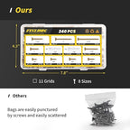 Wood Screws Assortment Kit, FIXLINK 240 PCS High Hardness Flat Head Wood Screws Set, Phillips Drive Assorted Screws, Contain Anchors and 8 Size (2-1/2”,2”,1-1/2”,1-1/4”,1”,3/4”,5/8”,1/2”), Yellow Zinc