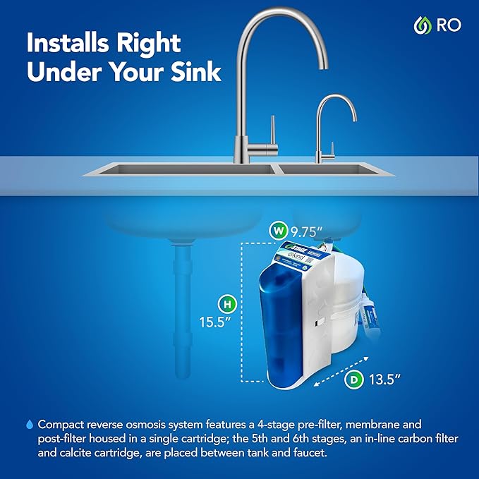 Kind Water 6-Stage Reverse Osmosis Drinking Water System with Chrome Faucet (Chrome)