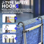 JADDUO 27.9FT Telescoping Ladder Aluminum Lightweight Extension Ladder with 2 Triangle Stabilizers Collapsible Attic & RV Travel Ladder for Home & Outdoor