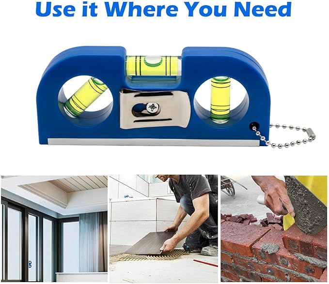 Sanung Magnetic Level Set, 2PCS Portable Bubble Torpedo + 2PCS Acrylic Spirit Levels with Keychain for Quick Attach, 45 90 180 Degree Measurement