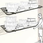 2-Pack 2x4ft Garage Wall Shelves, 2 Shelf Total 8 ft(L) Garage Shelving Wall Mounted – Heavy-Duty Storage Shelves, Perfect for Holding Storage Bins, Boxes, Sporting Goods, Tools, and More Space-Saving