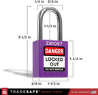 TRADESAFE Lockout Tagout Locks Set - 10 Purple Keyed Alike Padlocks, 2 Keys Per Lock, OSHA Compliant Loto Locks for Lock Out Tag Out Stations, Premium Grade