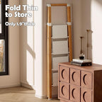 Taranta 4 Step Ladder, Portable Folding Ladder with Wide Pedal, Lightweight Aluminum Step Stool with Convenient Handgrip, 330 lbs Capacity Stepladder for Home, Office - White Woodgrain