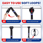 MOCA Black Heavy Duty Ratchet Tie Down Straps - 5200 Lbs Breaking Strength 1.6" x 8', Includes 4 Heavy Duty Ratchet Padded Handles & Coated Chromoly S Hooks & 4 Soft Loop Tie-Downs