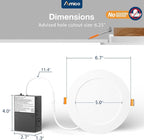 Amico 36 Pack 6 Inch 5CCT Ultra-Thin LED Recessed Ceiling Light with Plastic Junction Box, 2700K/3000K/3500K/4000K/5000K Selectable,1050LM, Dimmable Canless Wafer Downlight, 12W, ETL&FCC