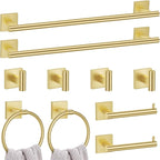 10 Pieces Brushed Gold Towel Bar Set, 23.6 Inch Bathroom Accessories Set SUS304 Stainless Steel Bathroom Hardware Set Towel Racks for Bathroom Wall Mounted.