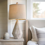 PoKat 20.25" Rustic Table Lamp Set of 2 for Bedroom Living Room Vintage Retro Traditional Nightstand Bedside Lamps Kids Room Study Room Office with Linen Shade, Suitable for Small Place