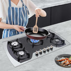 5 Burner Built-in Stainless Steel Gas Stove Top,30 Inch Gas Cooktop LPG/NG Gas Cooktop with 5 Adjustable Hob Burners for Commercial Household