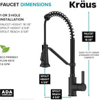 KRAUS Britt Commercial Style 2-Function Single Handle Pull Down Kitchen Faucet in Matte Black, KPF-1693MB