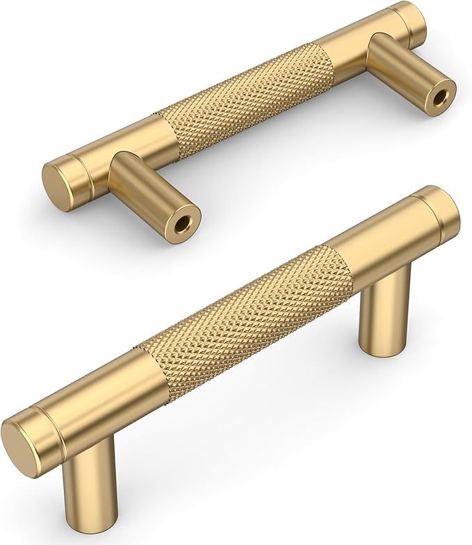 Amerdeco 10 Pack Champagne Bronze Cabinet Pulls 3 Inch(76mm) Hole Center Drawer Pulls Cabinet Hardware Kitchen Cabinet Handles for Bathroom ZH0031