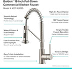 KRAUS Bolden Commercial Style 2-Function Single Handle Pull Down Kitchen Faucet in Stainless Steel, KPF-1610SS