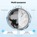 Hand Crank Washing Machine, 2 in 1 Non-Electric Washer Manual Traveling Outdoor Washing Machine Grey Mini Compact Washer Spin Dryer for RV Travel