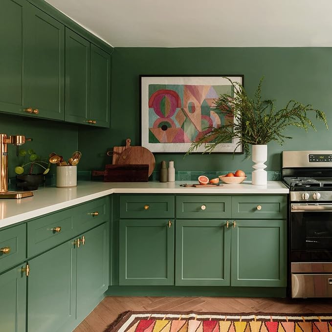 DWIL Matte Finish Furniture Paint - 32 Oz Wood Paint for Cabinets, Doors, Tables, and Dressers Refinishing - Water-Based, Non-Toxic & Odorless, Easy to Apply(Olive Green)-With Tools