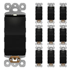 LIDER Minimalist Design Matte Finish Lighted Decorator Switch, Frameless Paddle Light Switch with Locator Light, Grounding Screw, 3-Way or Single Pole, 15A 120V, UL Listed,LS15-3W-BK10P, Black,10 Pack