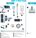 Simplicity Vacuums S67 Pet Bundle, Cordless Stick Vacuum Cleaner and Motorized Pets Upholstery Tool, Tackle Dog Hair and More on Hard Floor, Rugs, Couch, and Stairs, 3 Speed Power, Light Weight Vacuum