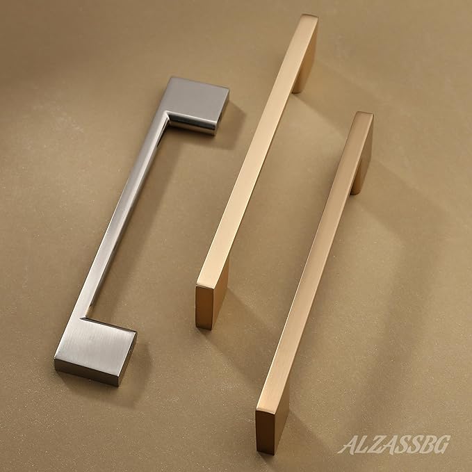 Alzassbg 10 Pack Brushed Satin Nickel Cabinet Pulls, 7-1/2 Inch(192mm) Hole Centers Rectangle Cabinet Handles Kitchen Pulls for Drawers and Cabinets AL3051SN