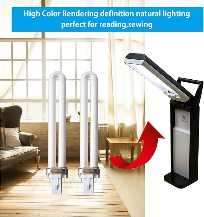 PL13-E-FFP 13W Type E Fluorescent Light Bulb Compatible with Electronic Ballast Bulb,Replace for Ottlite T1333E,5500K Bright Natural Daylight,G23 Base,2Pack