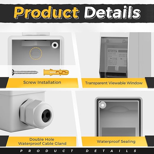 Solar Panel Disconnect Switch 32Amp DC AC Miniature Circuit Breaker 500V 2 Poles with PV Connector and IP65 Waterproof UV-Proof Box for Outdoor Solar PV Homes Battery