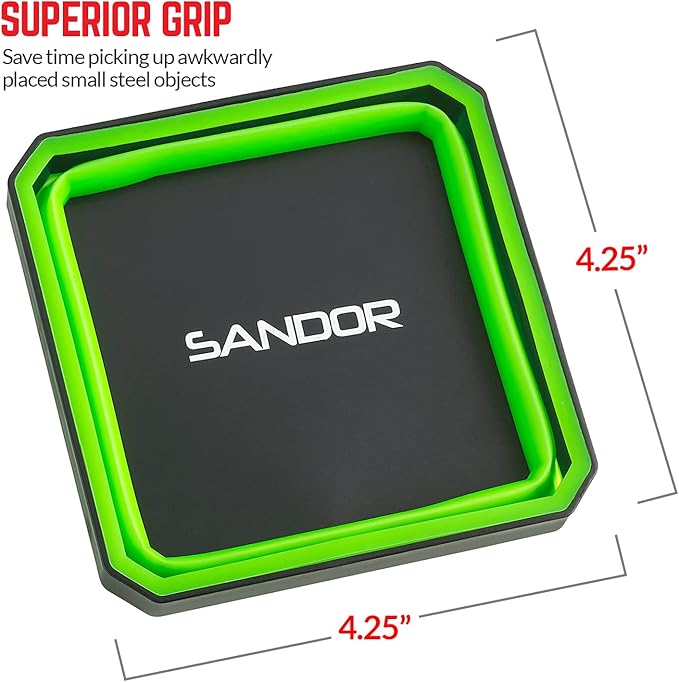 Collapsible Magnetic Parts Tray Set - (Pack of 3) Tool Trays for Screw, Bolts, Nuts, Washers, Pins and Other Small Metal Parts - 4.25 Inch Square - Red, Blue, and Green