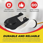 Qualihome Front Mount White Toilet Handle Replacement Kit with 2 Inch Universal Toilet Flapper Replacement Kit and Stainless Steel Toilet Flapper Chain
