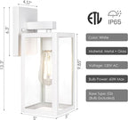 GRUENLICH Waterproof Large Outdoor Wall Lanterns, Modern White Porch Sconces with Clear Glass Shade, E26 Socket Max 60W, IP65 Rated, Metal Frame, for Patio, Front Door, Entryway, 1-Pack