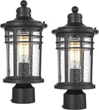 Darkaway Outdoor Post Lights Lamp Posts Outdoor Lighting, Waterproof Aluminum Post Lights Outdoor Light Fixtures with Glass, Light Posts for Outside Patio Yard (2 Pack, Black)