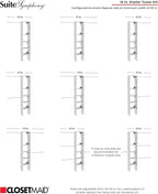 ClosetMaid SuiteSymphony Wood Closet Organizer Starter Kit with Tower and 3 Hang Rods Shelves, Adjustable, Fits Spaces 4 – 9 ft. Wide, Natural Gray, 16"