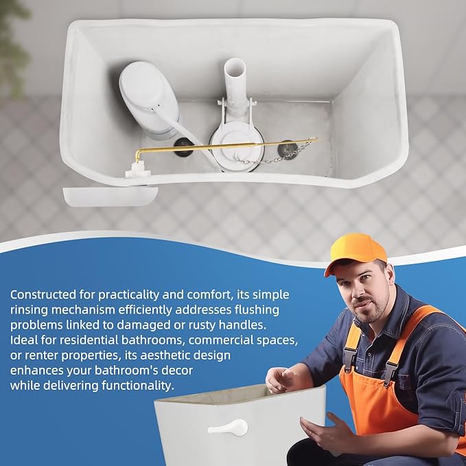 iFealClear Universal Toilet Handle - Front Mount Flush Lever, Solid Brass, White & Easy to Install - Fits Most Toilets