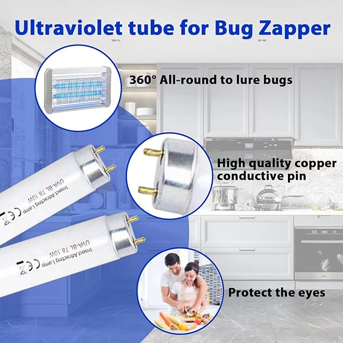 6 Pack T8F10W BL 10W Replacement Bulbs T8 10 Watts Fluorescent Tube for 20W Device 13 Inch 365-nm Black Light