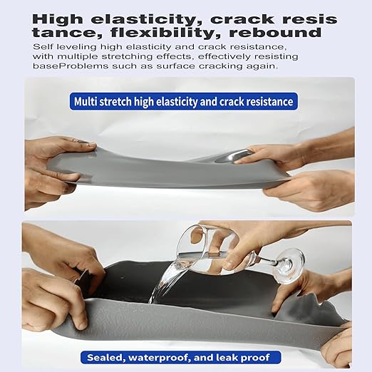 Concrete Crack Filler and Sealant, Quick Drying High Elasticity Cement Crack Filler, Waterproof Repair, Self-Leveling Concrete Slab Repair for Driveway, Patio (Gray, 17.64 OZ)